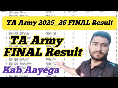 TA Army FINAL Result ll TA Army FINAL Result Kab aayega ll TA Army 2025_26 FINAL Merit List 