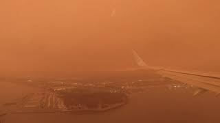 California Wildfire Landing on American Airlines A321 DFW - SFO - Smoke