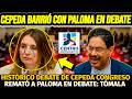 CEPEDA BARRIÓ CON PALOMA EN DEBATE EN EL CONGRESO DE LA REPÚBLICA. HISTÓRICO MOMENTO. URIBE HUYE
