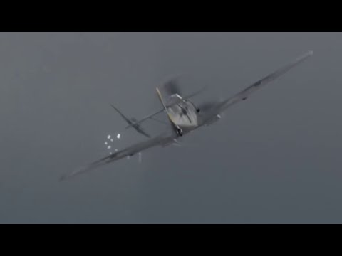 Spitfire protecting skies of Britain against Heinkels and Messers