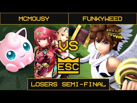 ESC 28 Smash Ultimate Losers Semi-Final - mcmousy (Pyra/Mythra, Jigglypuff) Vs. Funkyweed (Pit)