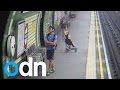 Terrifying moment child in a buggy is blown on to London tube tracks