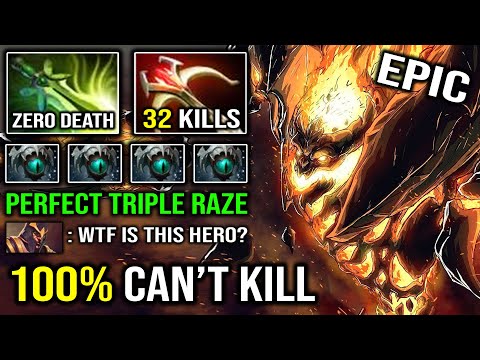 PERFECT Triple Raze 100% Unkillable Shadow Fiend 32Kills & Zero Death with Butterfly 946 GPM DotA 2