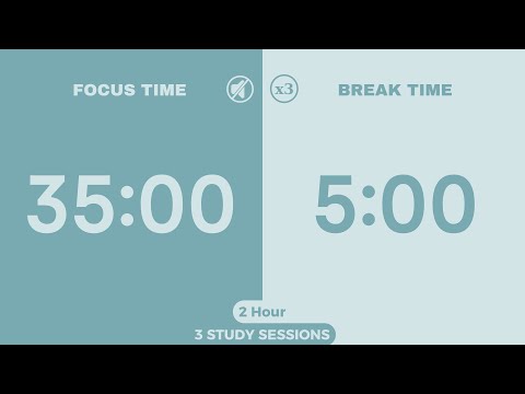 2 Hour 35/5 Pomodoro Timer (No Music) | 35 min Deep Focus Sessions | Study, Work, ADHD