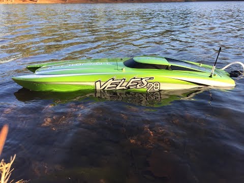 Pro Boat Veles 29 hits 80mph (129kmh) stock w/abc prop!!