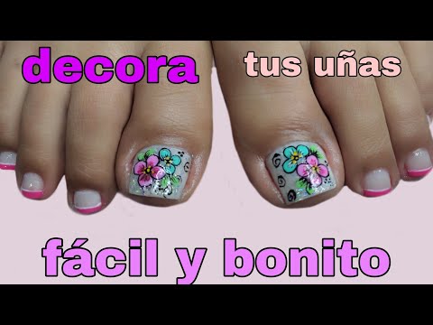 Decoración de uñas de pie con flores / diseños de uñas con flores /Nails decorated with flowers.😍🌸🌸
