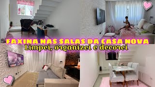 FAXINA COMPLETA NAS SALAS DE JANTAR E ESTAR||ORGANIZEI E DECOREI COM O QUE EU TINHA E AMEI 😍🏠💕