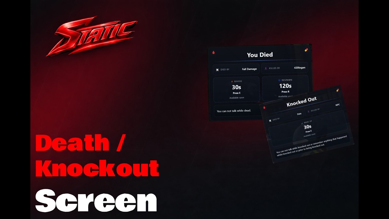 [STANDALONE] FiveM Knockout & Death Screen Script | Fully Configurable + Realistic System