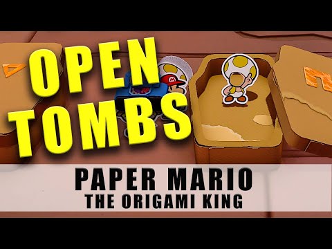 Paper Mario The Origami King how to open the tombs in The Temple of Shrooms Crypt pushing power