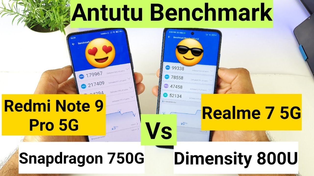 Redmi note 9 pro 5g vs realme 7 5g antutu benchmark comparison test