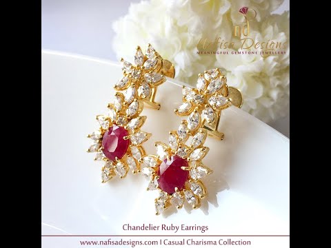 Chandelier Ruby Earrings - Nafisa Designs - Gemstone Jewellery Boutique - Kuwait