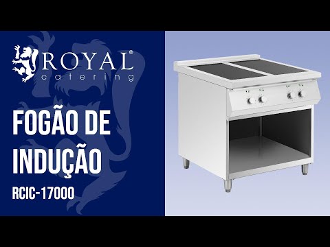 vídeo - Fogão de indução - 1700 W - 4 bicos - 260°C - espaço de arrumação - Royal Catering