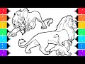 Coloring The Lion King Mufasa Simba Vs Scar Coloring Pages Unboxing Arrtx Acrylic Markers
