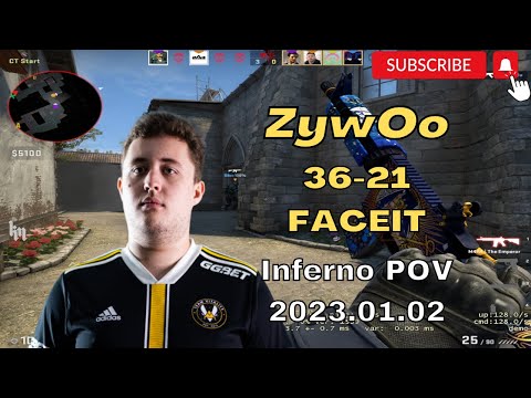Vitality ZywOo 36-21 Inferno POV @ FACEIT ranked 2023.01.02 - CSGO POV