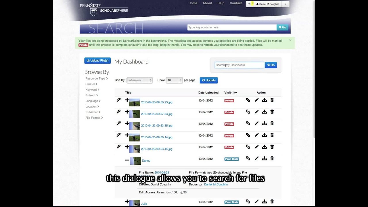 ScholarSphere Dashboard