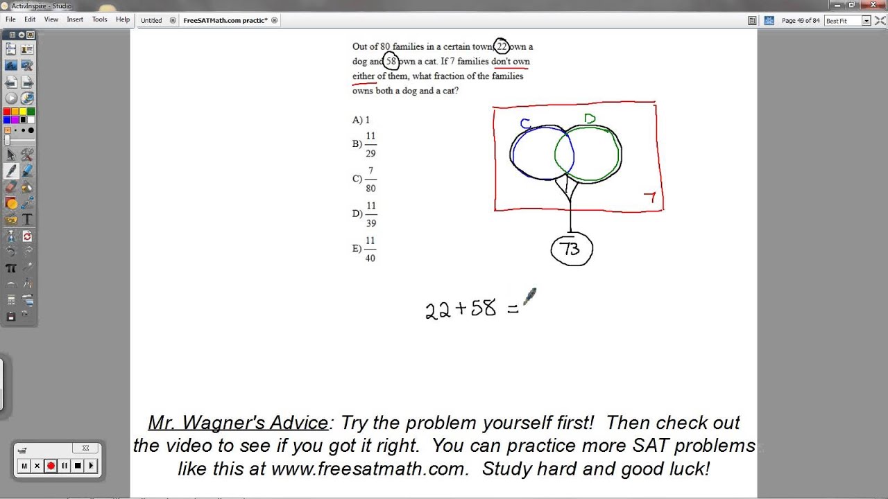 SAT Math - Question #49 (Venn Diagrams)