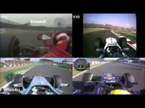F1 Suzuka onboard (pure) sound comparison : V12, v10, V8, V6!