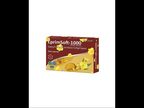 Evening primrose oil and vitamin e softgel capsule, 1000 iu