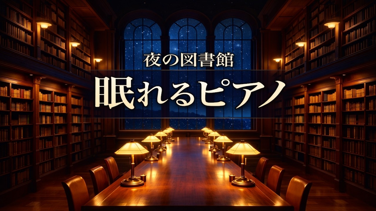 【睡眠用BGM】夜の図書館で眠りにつく贅沢。自律神経を整え深い眠りへ導く癒やしのピアノ - 究極の安眠・寝落ちサウンド