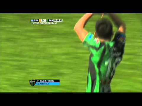 Gol de Figueroa. Crucero 2 - San Martín SJ 1. Fecha 15. Primera División 2015. FPT.