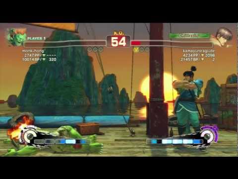 monk-hong [Blanka] Vs Kamayuniragi-de [Guy] SSF4 AE Online Ranked Matches - PSN