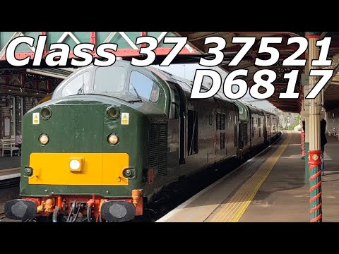 Class 37, 37521 D6817 & 37667 D6851 - 2 Tone Toot - Teignmouth Station - 11/04/23