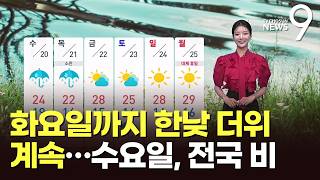 [날씨] 화요일까지 한낮 더위 계속…수요일, 전국 비 [뉴스9]