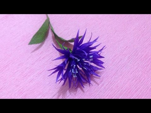 How to Make Cornflower Crepe Paper flowers - Flower Making of Crepe Paper - Paper Flower Tutorial Video