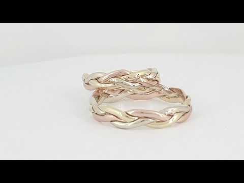 A video of Three Gold Colors Braided Ring