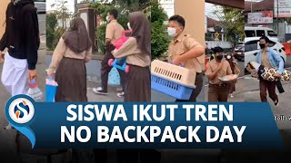 VIRAL Siswa Ikut Trend No Backpack Day ke Sekolah, Bawa Penggorengan hingga Kadang Kucing