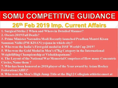 26th February Most Imp.Current Affairs|UPSC, Railway, Bank,SSC,CLAT,State SI,PC Exams||S C G|| Video