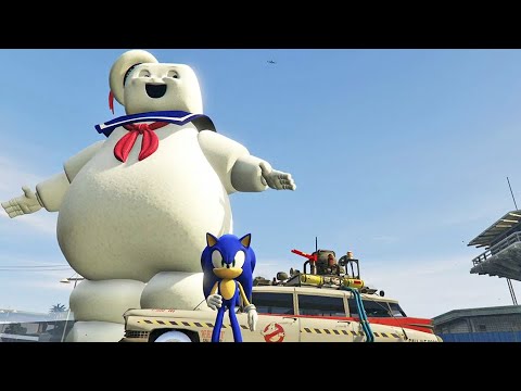 GTA SONIC GHOSTBUSTERS GIANT MARSHMALLOW MAN ! || GTA MOD Gameplay || Konas2002