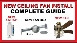 How to Install a NEW Ceiling Fan IN A ROOM WITH NO CEILING FIXTURE | New Box, Fan, Wall Switch, Wire