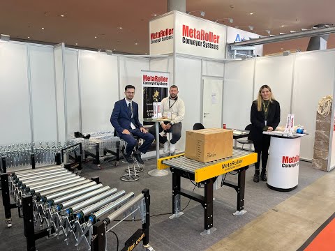 MetaRoller LogiMAT-Messe 2023 fuarı Motorlu Akordiyon Konveyör
