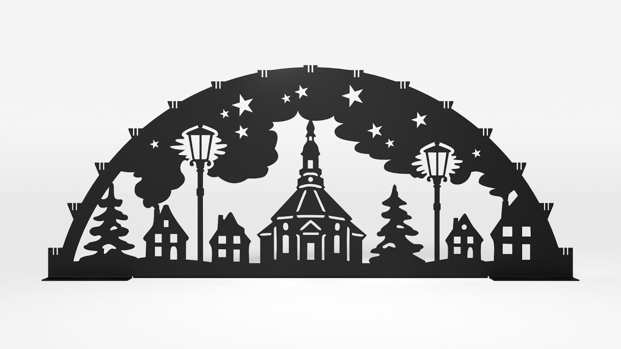 XXL Schwibbogen aus Metall | DSB1060 Erzgebirge-Motiv | Schwarz | für den Außenbereich Video