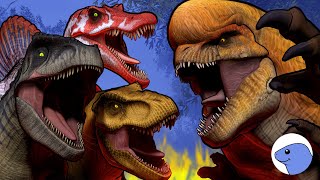 Distortus rex vs Rexy, Spinosaurus and Giganotosaurus | Animation