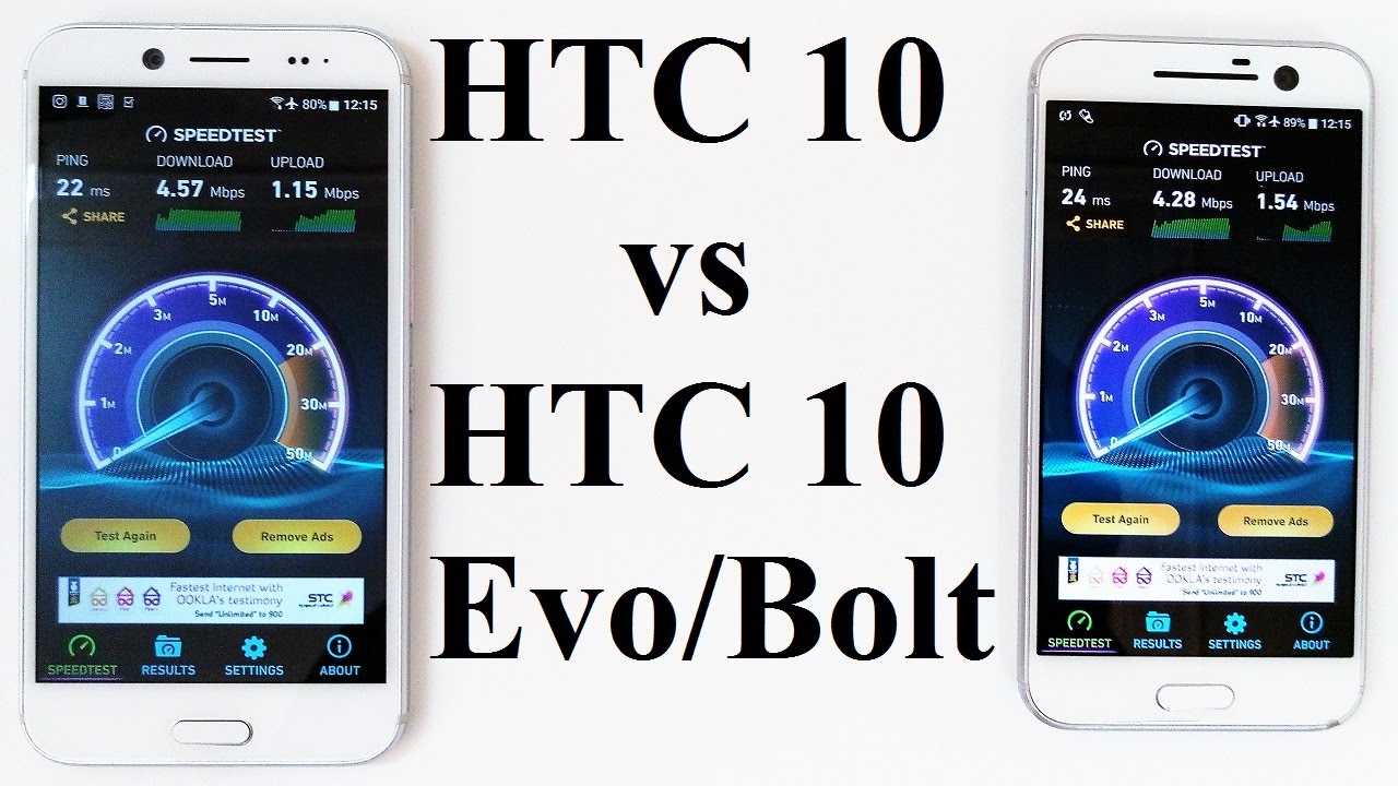 HTC 10 vs HTC 10 evo / HTC Bolt - Internet Speed Test