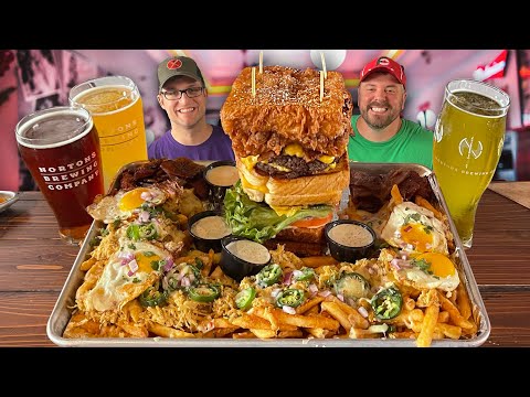 Nortons' "Munchie Monster" Burger Challenge in Wichita w/ Fried Monte Cristo Sandwich Buns!!