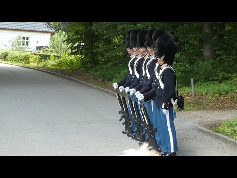 Wachaufzug - Wachablösung der Dänischen Königlichen Garde Schloß Marselisborg in Aarhus, Dänemark