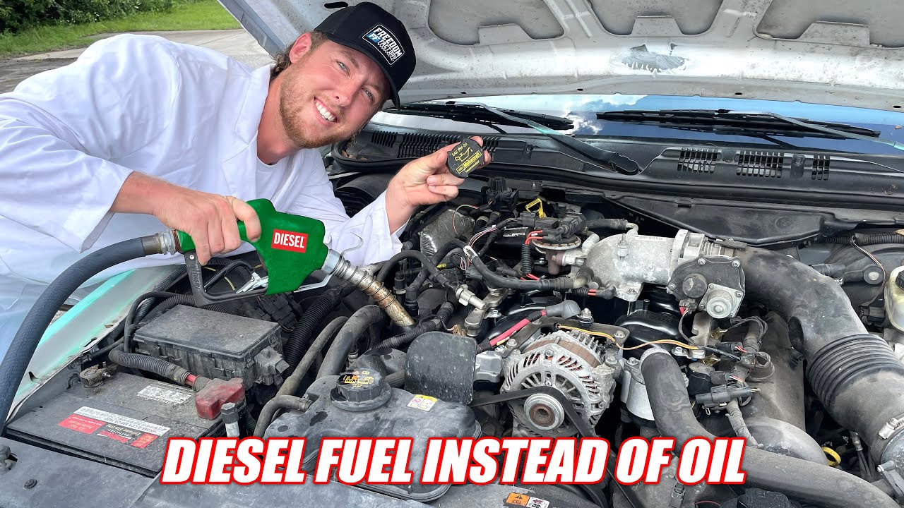 We Drained Our Engine's Oil and Replaced It With Diesel Fuel!!! How Far Will It Go??