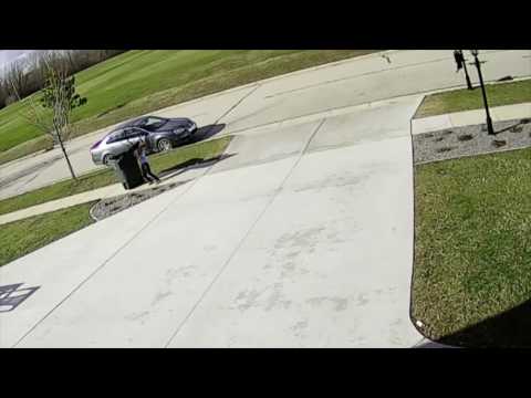 Child Battling A Garbage Can On A Windy Day Is Amusing To Watch