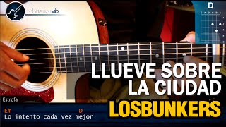 Como tocar Llueve Sobre La Ciudad de LOS BUNKERS  (HD) Tutorial Acordes
