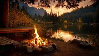 Autumn Lake Campfire Ambience 🍂🔥 Peaceful Sunset Moments to Relax, Study & Clear Your Mind