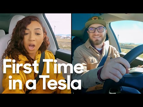 5 First-Timers Test Drive a Tesla | Here's How They React to the Model Y thumbnail