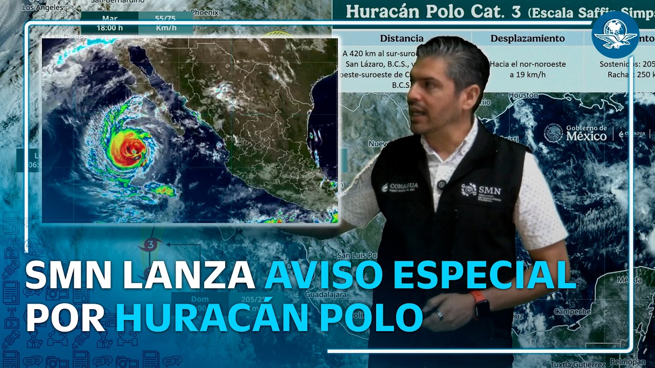 Lanza SMN aviso especial por llegada de Huracán Polo a Baja California Sur y Sonora