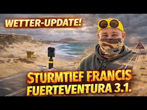 Fuerteventura 3.1.2026 🏖️ Riu Oliva → Grandes Playa → Sand dunes in strong wind & storm Francis