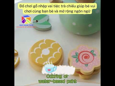 Set đồ chơi gỗ nhập vai tiệc trà chiều giúp bé vui chơi cùng bạn bè mở rộng ngôn ngữ, sự sáng tạo - BAO NGON TOYS - DG381