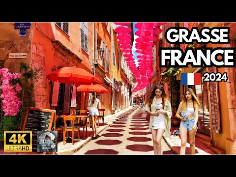 Walking tour in Grasse France: 4k - French riviera - Old town of Charm Grasse France