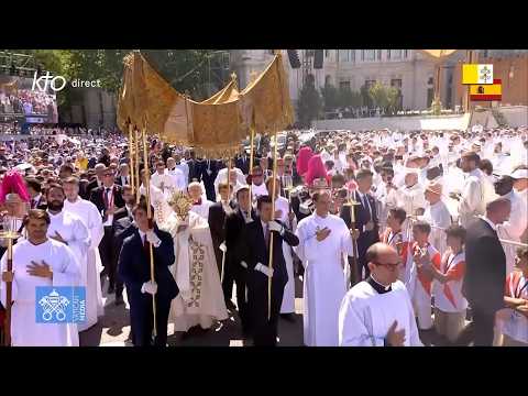 Messe présidée par #LéonXIV sur la plaza de Cibeles et procession de la Fête-Dieu #PapeenEspagne