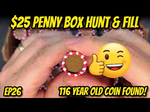 116 YEAR OLD COIN FOUND! - PENNY BOX HUNT AND FILL -  #26